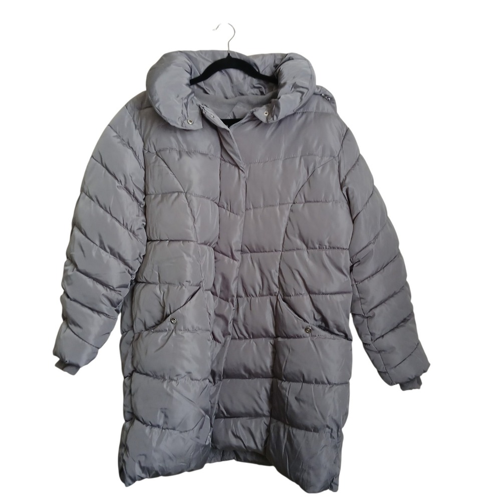 Steve Madden Gray Puffer Coat Womens Plus Size 2X Long Quilted Winter Jacket